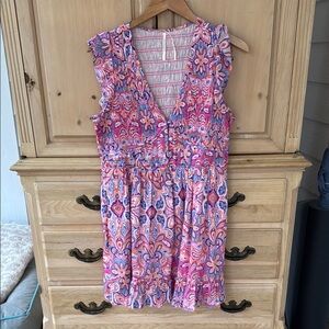 NWOT - Anthropologie Peregrine Pink, Blue and White Smocked Dress